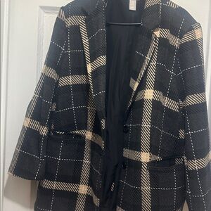 H&M Black and Cream Plaid Jacket